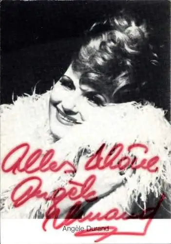 Ak Schauspielerin Angele Durand, Portrait, Autogramm, Federboa