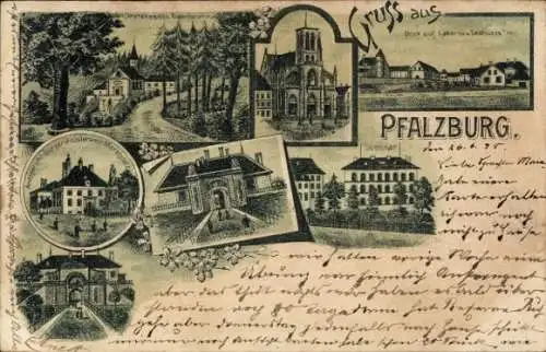 Litho Phalsbourg Pfalzburg Lothringen Moselle, Bürgermeisteramt, Seminar, Kirche, Kaserne