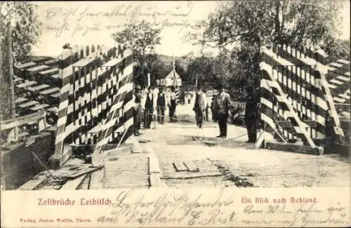 Ak Lubicz Leibitsch Westpreußen, Zollbrücke, Blick nach Russland