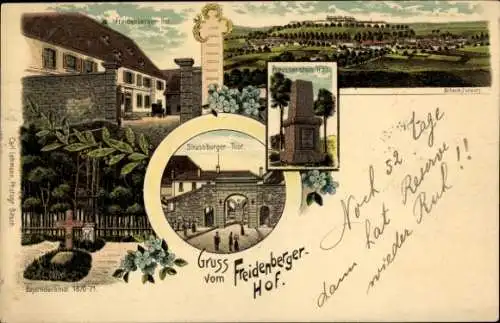 Litho Bitche Bitsch Lothringen Moselle, Freidenberger Hof, Preußenstein, Strassburger Tor