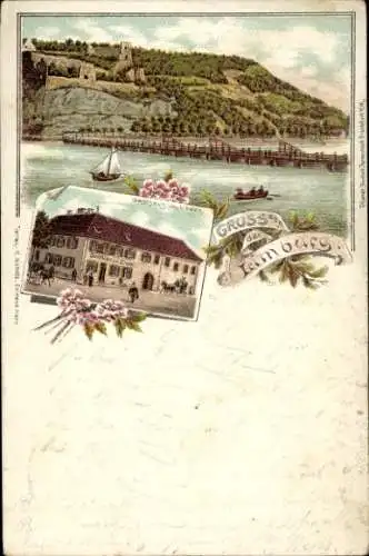 Litho Sasbach am Kaiserstuhl, Ruine Limburg am Rhein, Gasthaus zum Löwen