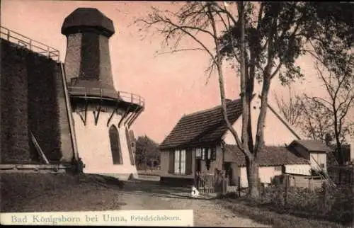 Ak Königsborn Unna im Ruhrgebiet, Friedrichsborn, Windpumpen Rundturm