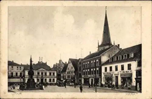 Ak Unna Arnsberg, Partie am Markt, Otto Marx, Kirchturm