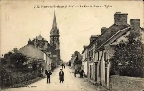 Maurischer Ak der Bretagne Ille et Vilaine, Rue de Guer, Kirche