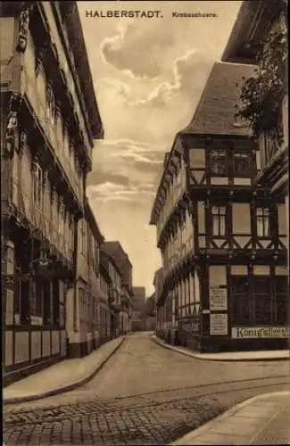 Ak Halberstadt in Sachsen Anhalt, Ansicht der Straße Krebsschere mit Königs Hotel