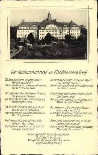 Ak Großhennersdorf Herrnhut in Sachsen, Katharinenhof, Gedicht