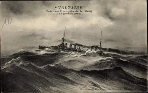 Ak Französisches Kriegsschiff Voltaire