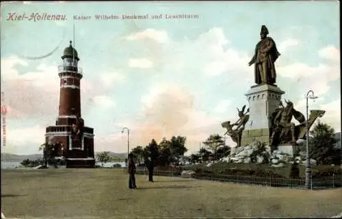 Ak Kiel in Schleswig Holstein, Kaiser Wilhelm Denkmal, Leuchtturm