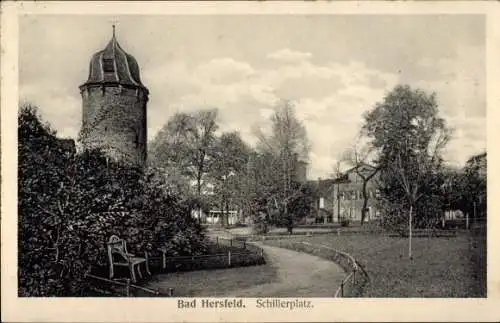 Ak Bad Hersfeld Hessen, Schillerplatz, Turm