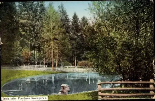 Ak Hamburg Wandsbek, Teich, Forsthaus Rosengarten