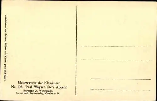 Künstler Ak Wagner, P., Kind ist einen Apfel