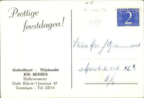 Ak Mädchen und Schneemann, Weinflasche, Alkohol, Werbung, Jos Beeres