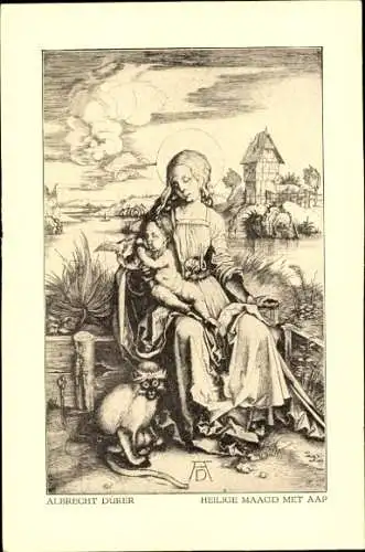 Künstler Ak Dürer, A., Heilige Jungfrau mit Affe