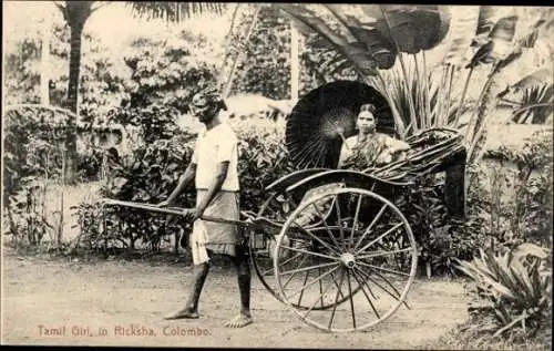Ak Sri Lanka, Tamil Frau in Ricksha
