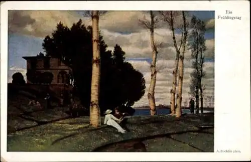 Künstler Ak Böcklin, Arnold, Ein Frühlingstag, Parklandschaft