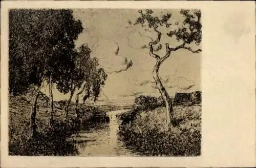 Künstler Ak Rogge, E., Tief im Moor, Bach