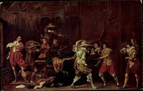 Künstler Ak Duyster, Willem Cornelisz, Soldatenrauferei bei Teilung der Beute