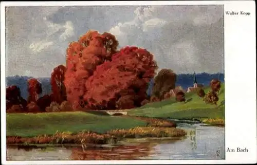 Künstler Ak Kopp, Walter, Am Bach