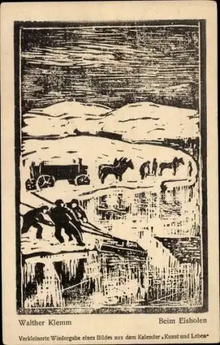 Künstler Ak Klemm, Walther, Beim Eisholen