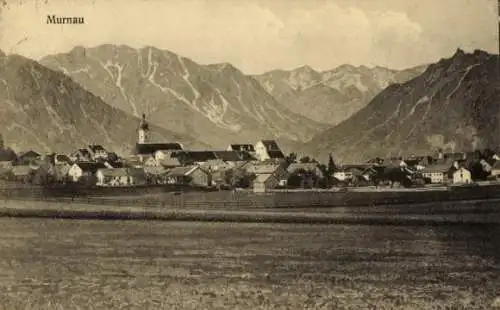 Ak Murnau am Staffelsee, Blick auf den Ort, Gebirge