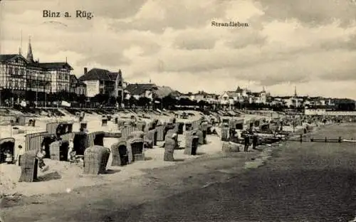 Ak Seebad Binz auf Rügen, Strandleben, Strandkörbe