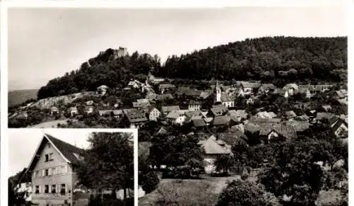 Ak Ebersteinburg Baden Baden am Schwarzwald, Teilansicht, Gasthof und Pension z. Hirsch