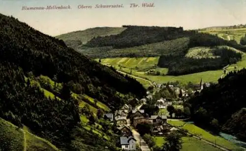 Ak Mellenbach Glasbach im Schwarzatal Thüringen, Blumenau