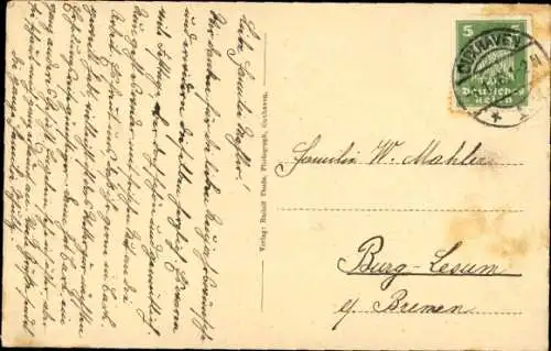 Ak Nordseebad Cuxhaven, Restaurant Seepavillon, Leuchtturm bei Sturm