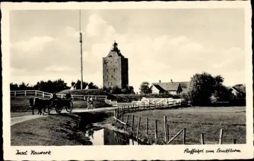 Ak Insel Neuwerk, Auffahrt zum Leuchtturm