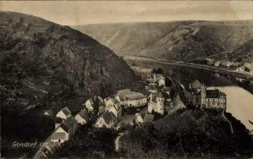 Ak Gondorf an der Mosel, Blick auf den Ort, Burg