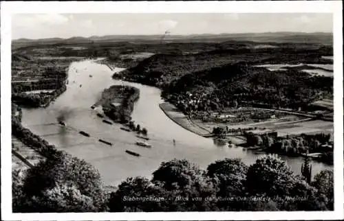 Ak Königswinter am Rhein, Hotel Restaurant auf dem Drachenfels, Blick von der Ruine Drachenfels