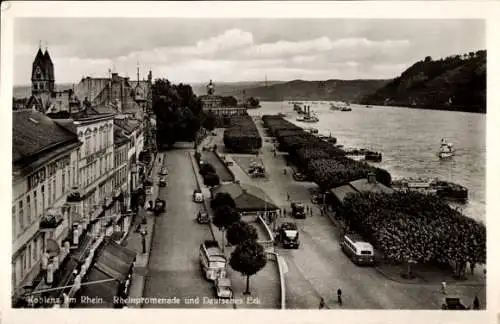 Ak Koblenz am Rhein, Rheinpromenade, Deutsches Eck
