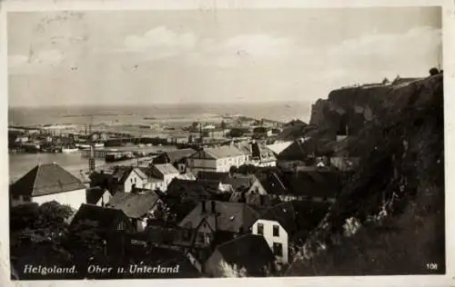 Ak Helgoland, Oberland, Unterland, Hafen