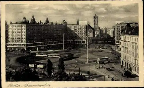 Ak Berlin, Blick auf den Alexanderplatz, Straßenbahnen, Jonass & Co