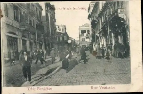 Ak Thessaloniki Griechenland, Venizelos Street, Straßenpartie