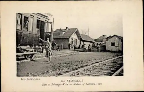 Ak Saloniki Griechenland, Gesamtansicht des Bahnhofs, Bahnhof