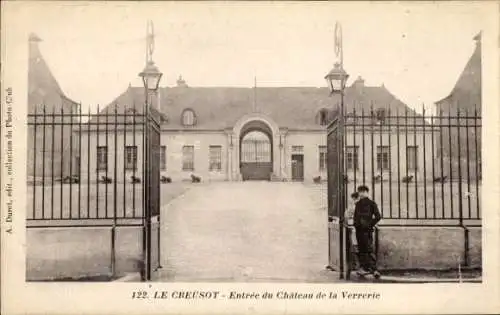 Ak Le Creusot Saône et Loire, Entree du Chateau de la Verrerie