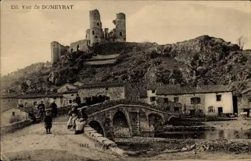 Ak Vue de Domeyrat, Brücke, Ruine