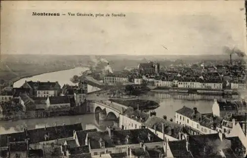 Ak Montereau Seine et Marne, Gesamtansicht von Surville aus