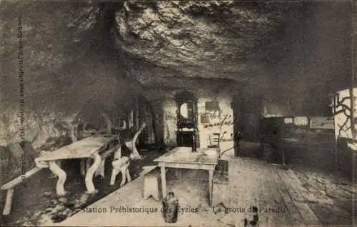 Ak Les Eyzies Dordogne, Station Prehistorique, La grotte de Paradis