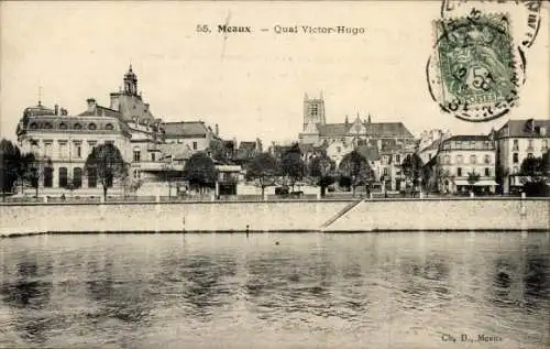 Ak Meaux Seine-et-Marne, Quai Victor-Hugo