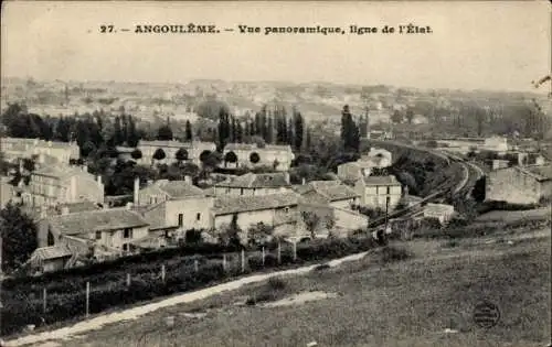 Ak Angoulême Charente, Vue panoramique, ligne de l'Etat