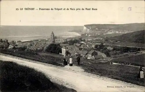 Ak Le Tréport Seine Maritime, Panorama et vue de Mers pris du Mont Huon