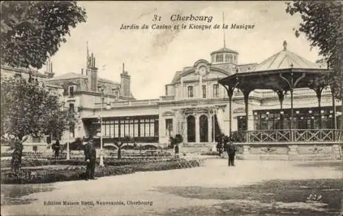 Ak Cherbourg Manche, Jardin du Casino et le Kiosque de la Musique