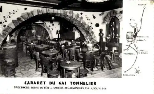 Ak Arcey Doubs, Au Tonneau Fleury, Cabaret du gai Tonnelier