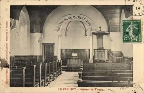 Ak Le Creusot Saône et Loire, Interieur du Temple