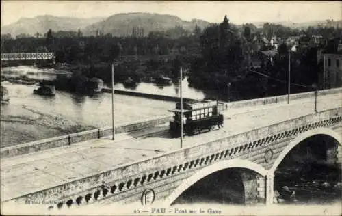 Ak Pau Pyrénées-Atlantiques, Pont sur la Gave