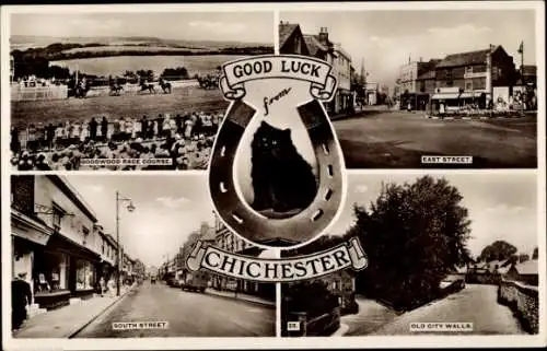 Ak Chichester West Sussex England, Goodwood Racecourse, East Street, South Street