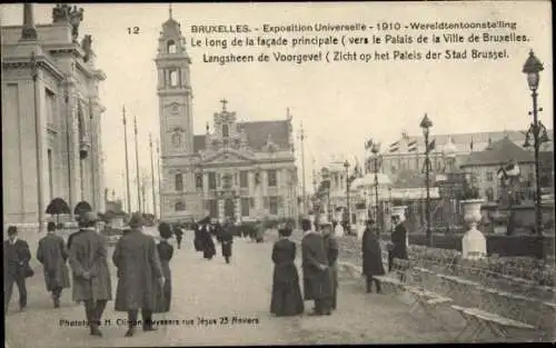 Ak Brüssel Brüssel, Ausstellung 1910, entlang der Hauptfassade