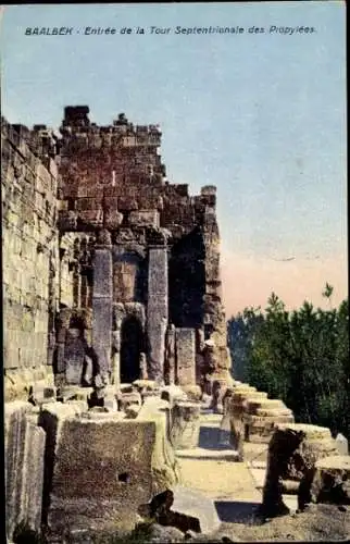 Ak Baalbek Libanon, Eingang zum Nordturm der Propyläen